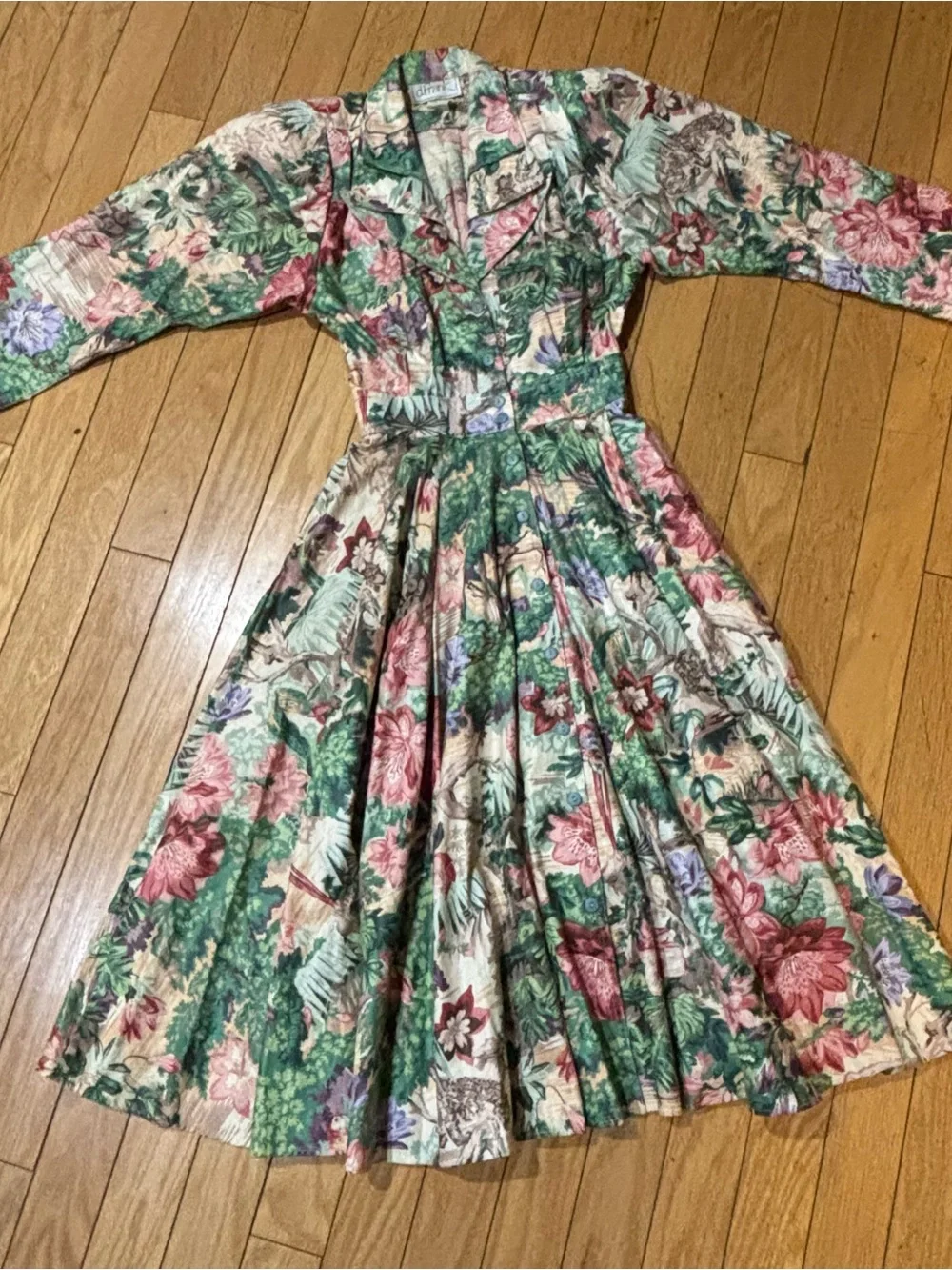 Vintage d.Frank Floral Fit-and-Flare Midi Swing Dress - Picture 11 of 11
